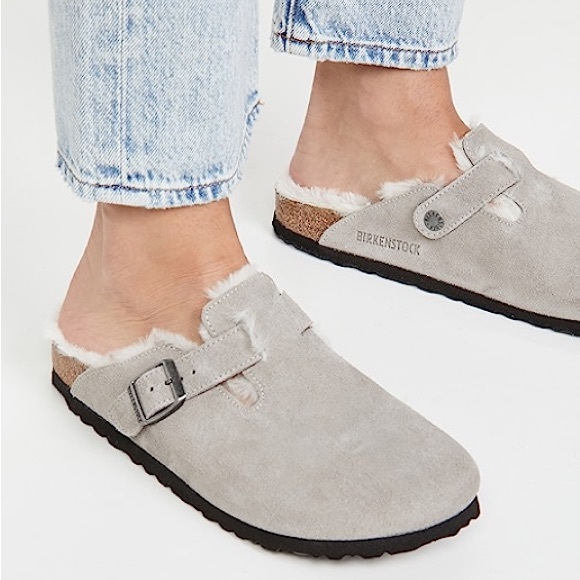 Birkenstock Shoes - Birkenstock Boston Shearling - Suede - Stone Coin - EU 40 - Medium/Narrow